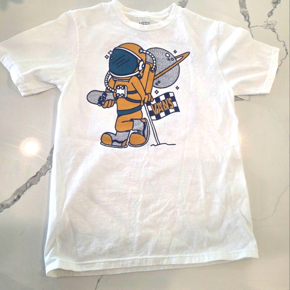 Vans Kids White and Orange Astronaut Tee LARGE